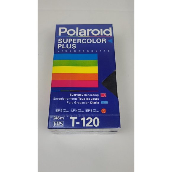 New Blank VHS‎ Tapes Lot of 2 Polaroid Supercolor Plus T-120 6 Hour Sealed - Picture 3 of 3